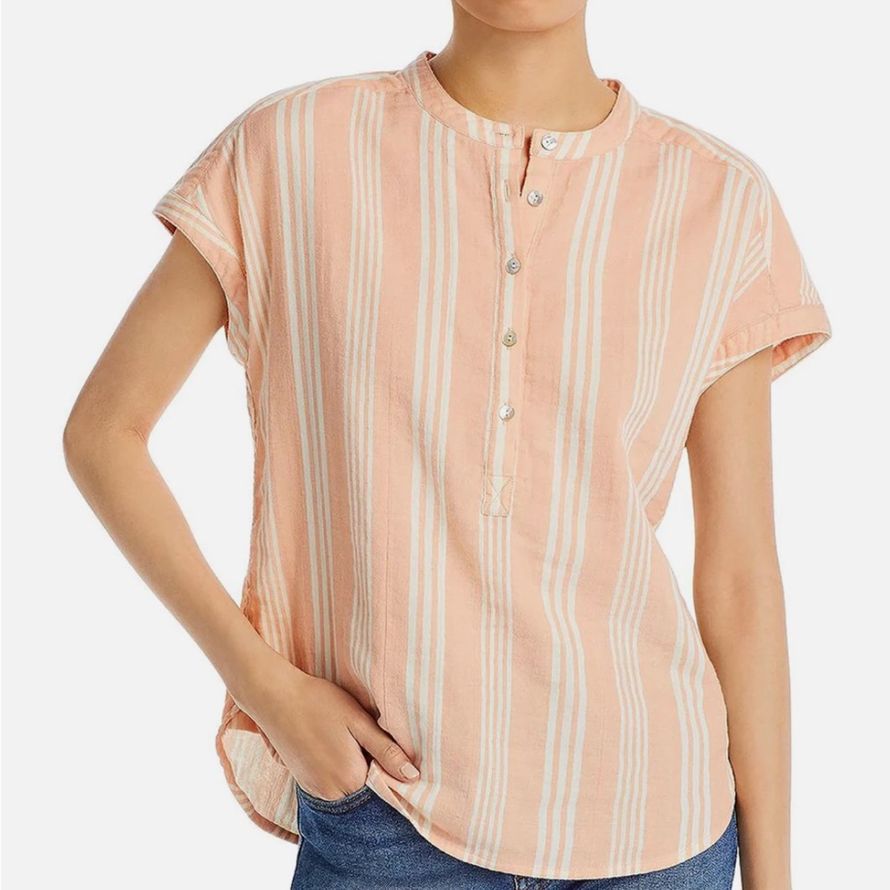 Faherty top NWT XS 1/2 placket pullover Henley coral